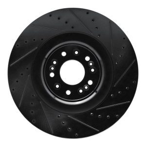 Genesis G90 Brake Rotor (1) - Front Right - R1 Concepts - Drilled & Slotted - Black - `17-`22